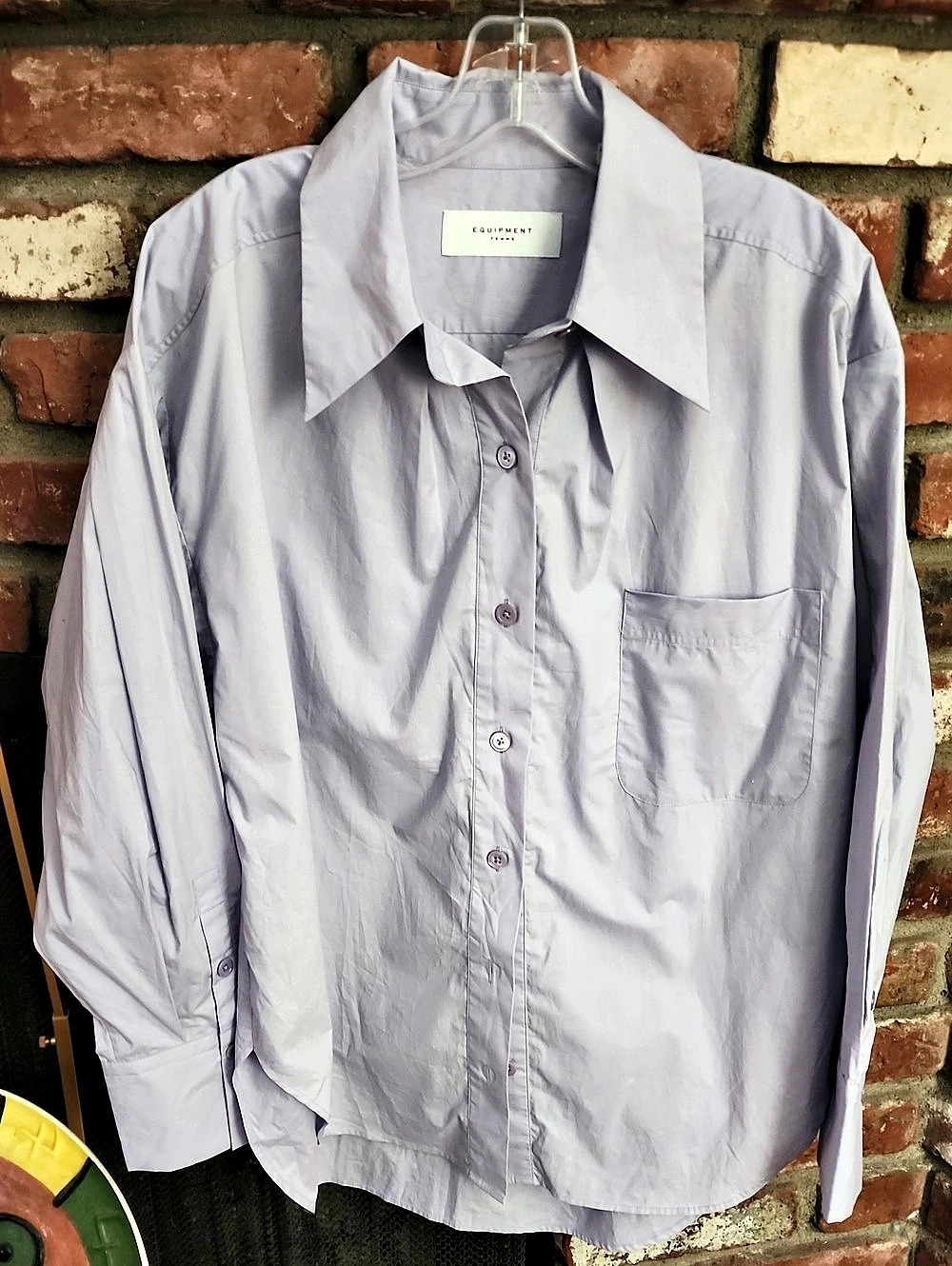 Equipment Lavender Gray Button Front Shirt Long Sleeve Chest Pocket